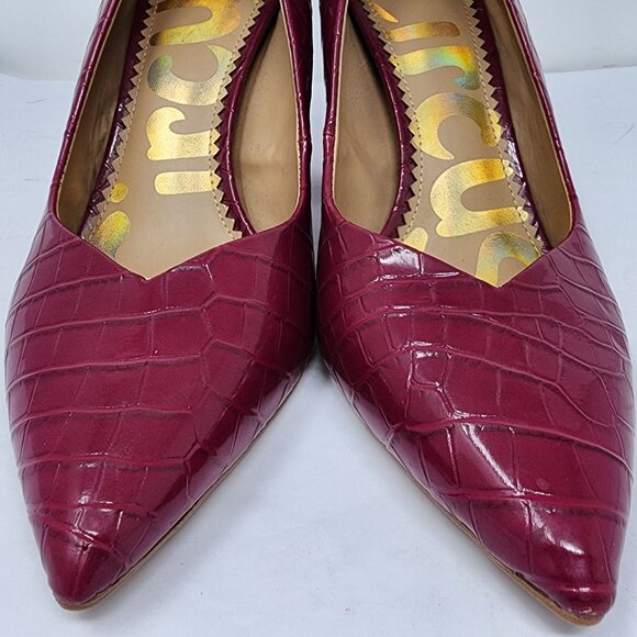 Circus By Sam Edelman sz 7 Marlee Burgundy Croc-Embossed Pointed Toe Pumps - Picture 11 of 11
